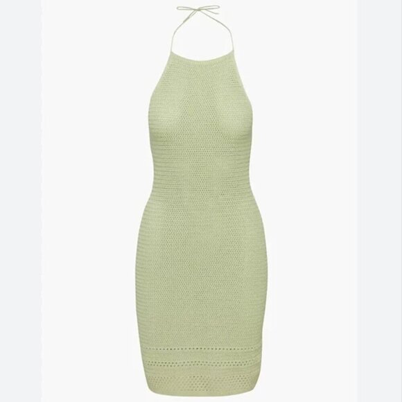 Aritzia Wilfred Sunset Knit Halter Dress Pastel Sage Green Size XS - Picture 1 of 9